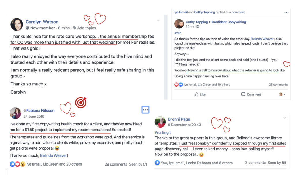 A screenshot of a facebook page with a red heart in the middle.