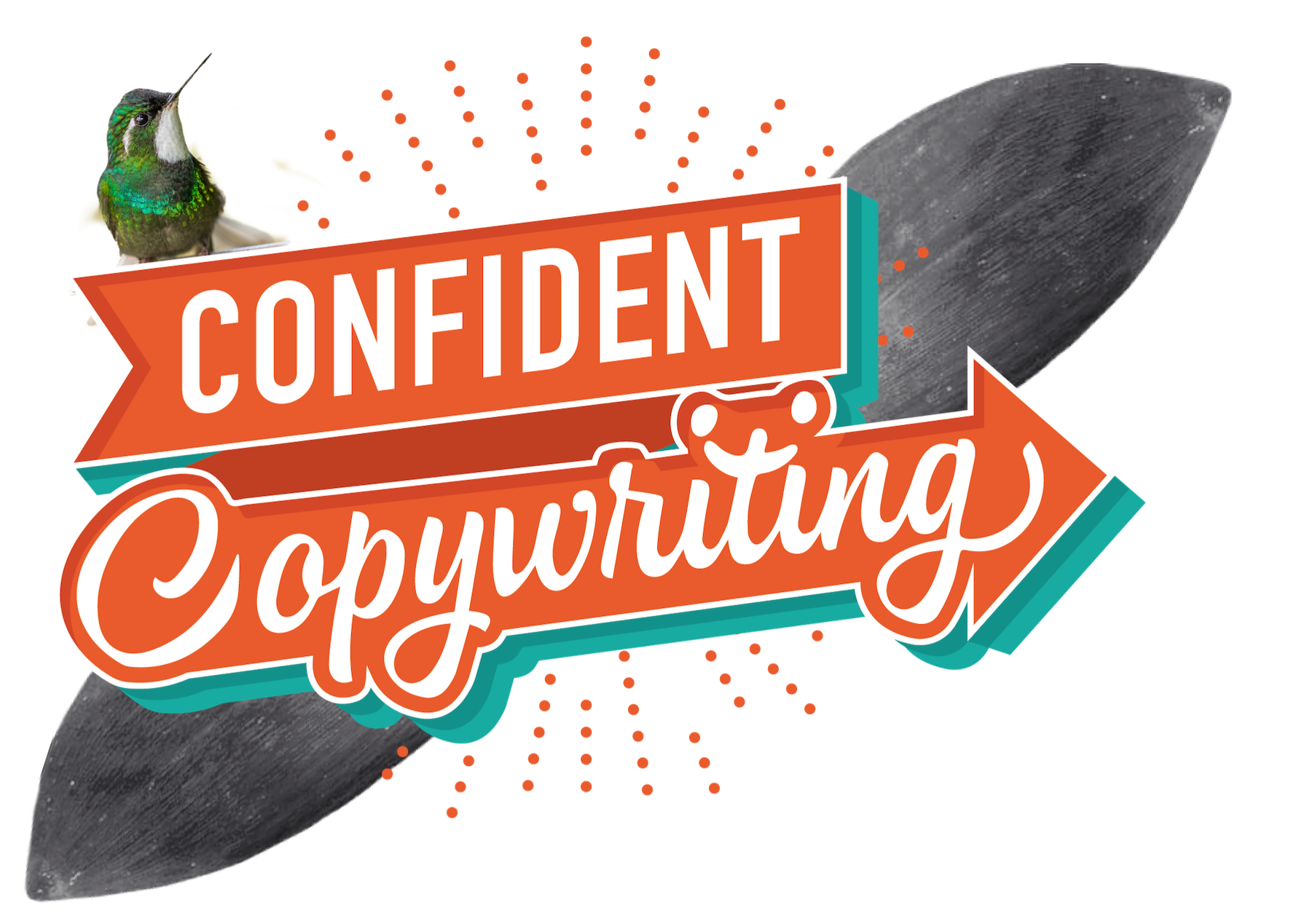 Confident copywriting logo with a hummingbird.