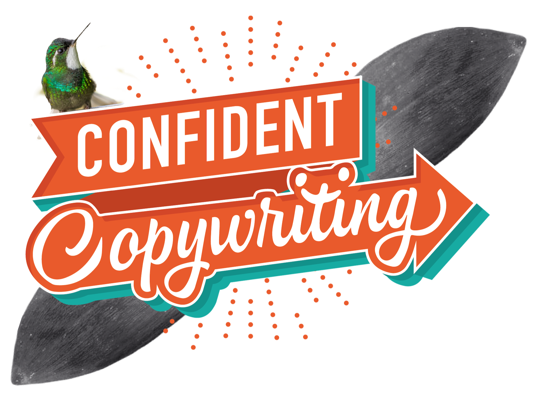 Confident copywriting logo with a hummingbird.
