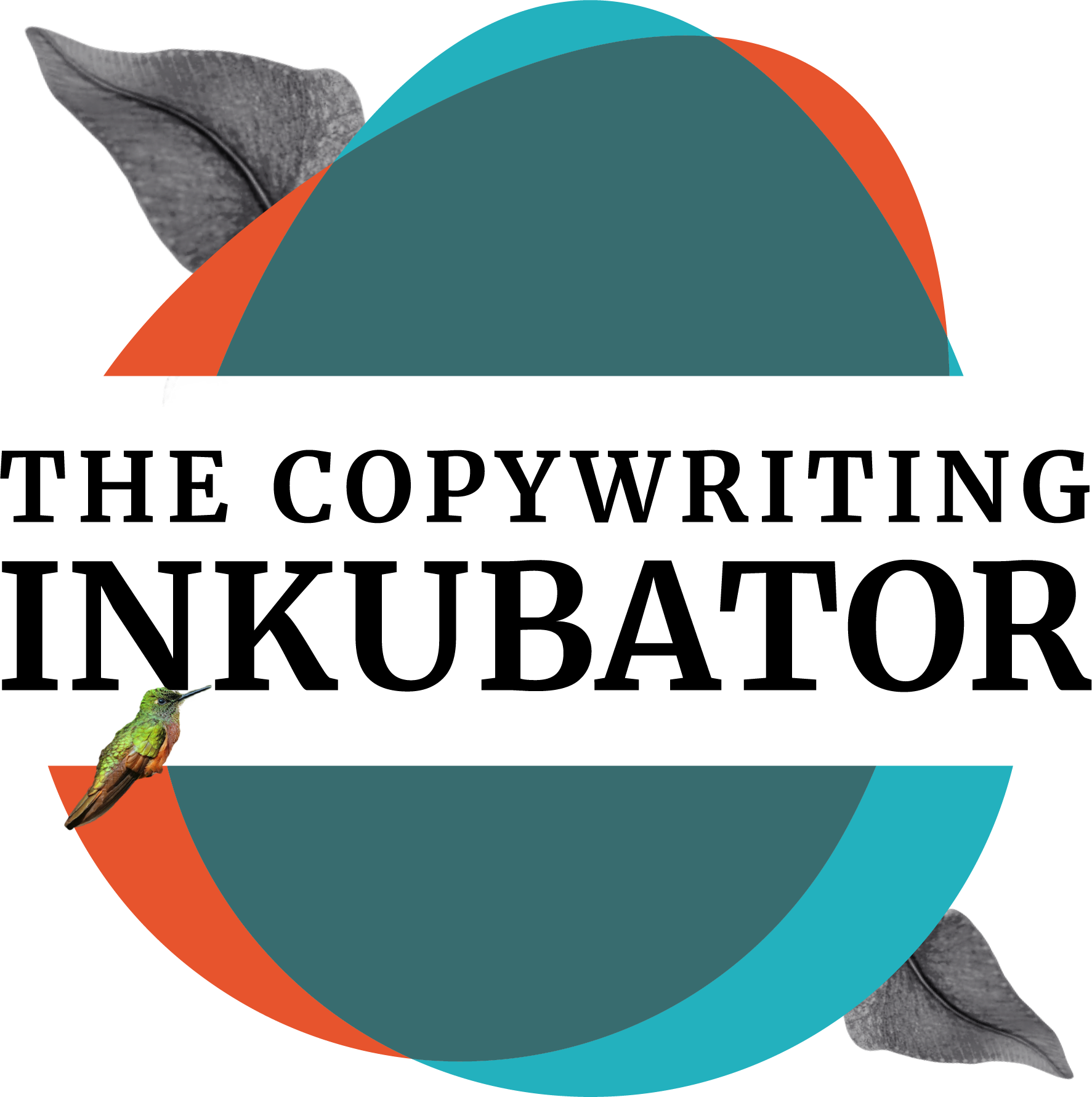 A circular logo with a hummingbird and leaves.