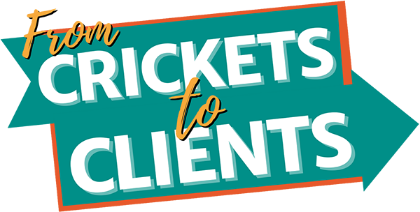 From crickets to clients logo.