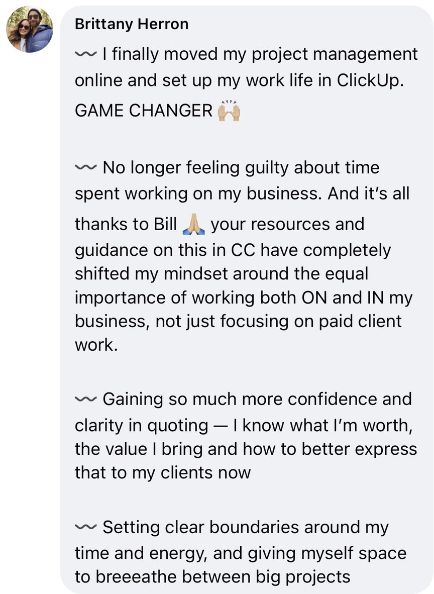 Britney henron's facebook page with a picture of a project manager.
