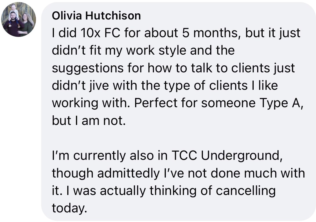Olivia hutchinson's testimonial for tcc.