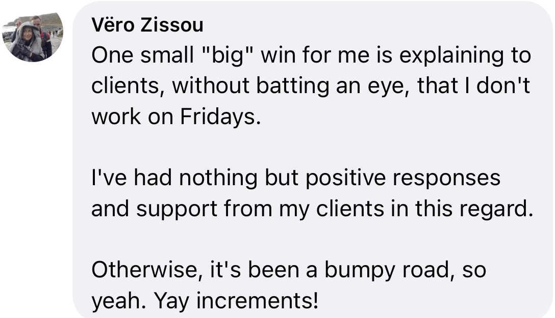 A text message that says, i'm going to explain one small big thing to my clients without an eye.