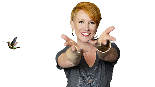An image of a woman with her hands out.